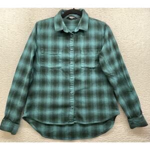 Mountain Khakis Shirt Womens Medium Green Black Stevie Flannel Button Down Plaid